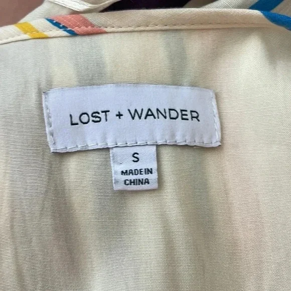 LOST + WANDER REVOLVE CORY Cream Blue STRIPED Boho MINI DRESS - Picture 13 of 16